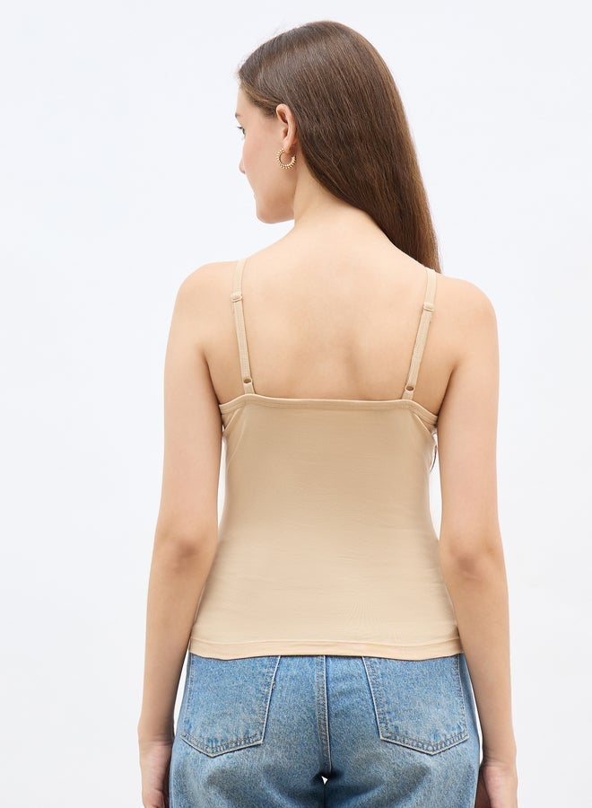 Styli Fitted Solid Scoop Neck Strappy Tank - Image 5